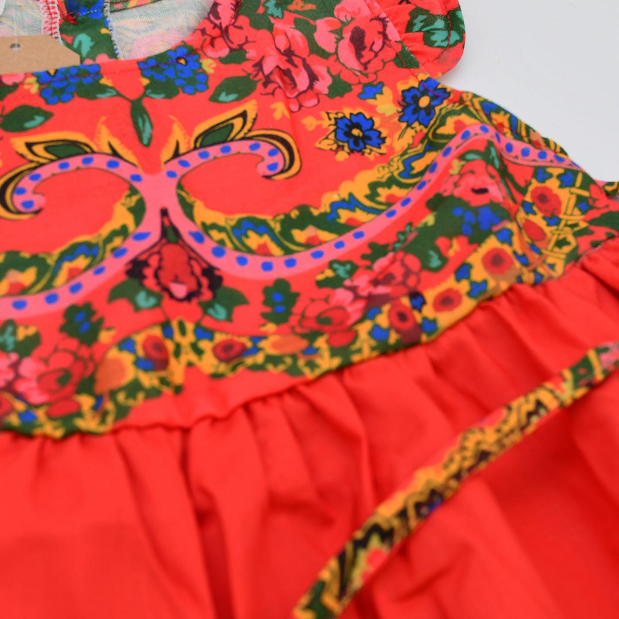Portuguese Floral Folk Dress for Girls – Red Traditional Style 3 years