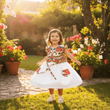 Floral Folk Children's Dress - White