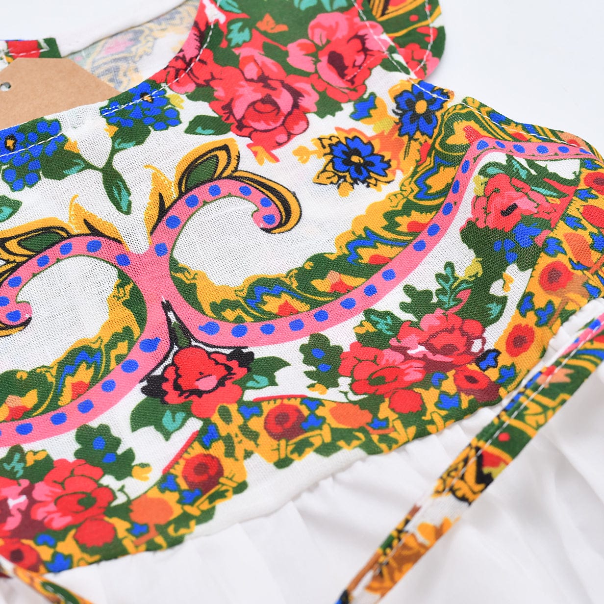 Floral Folk Children's Dress - White