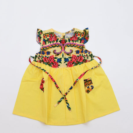 Floral Folk Children's Dress - Yellow