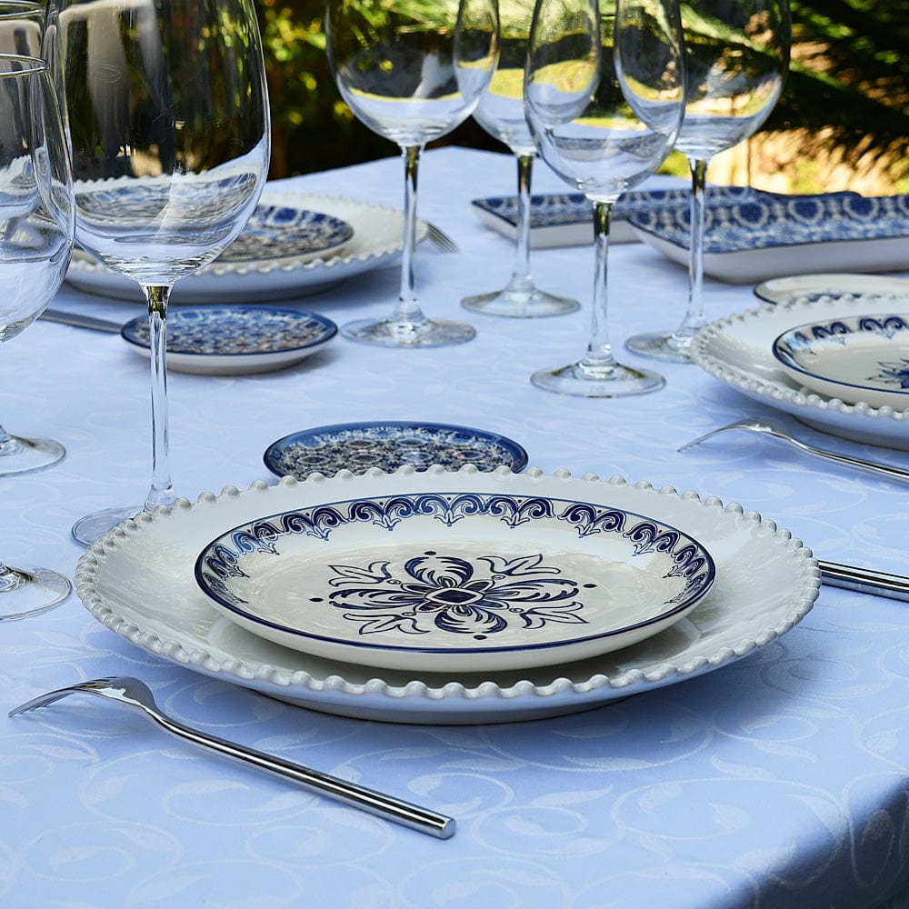 Floral I Ceramic Plate 7.9'' - Blue