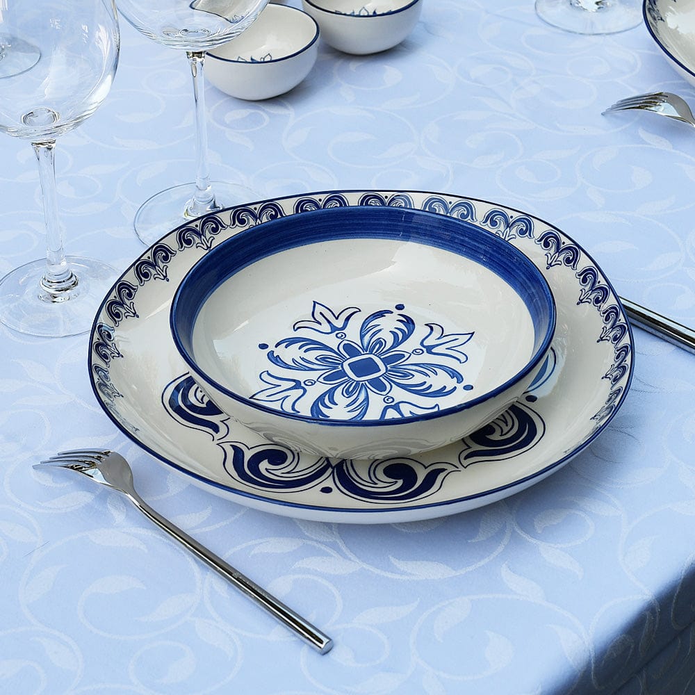 Floral I Ceramic Soup Plate 7.5'' - Blue