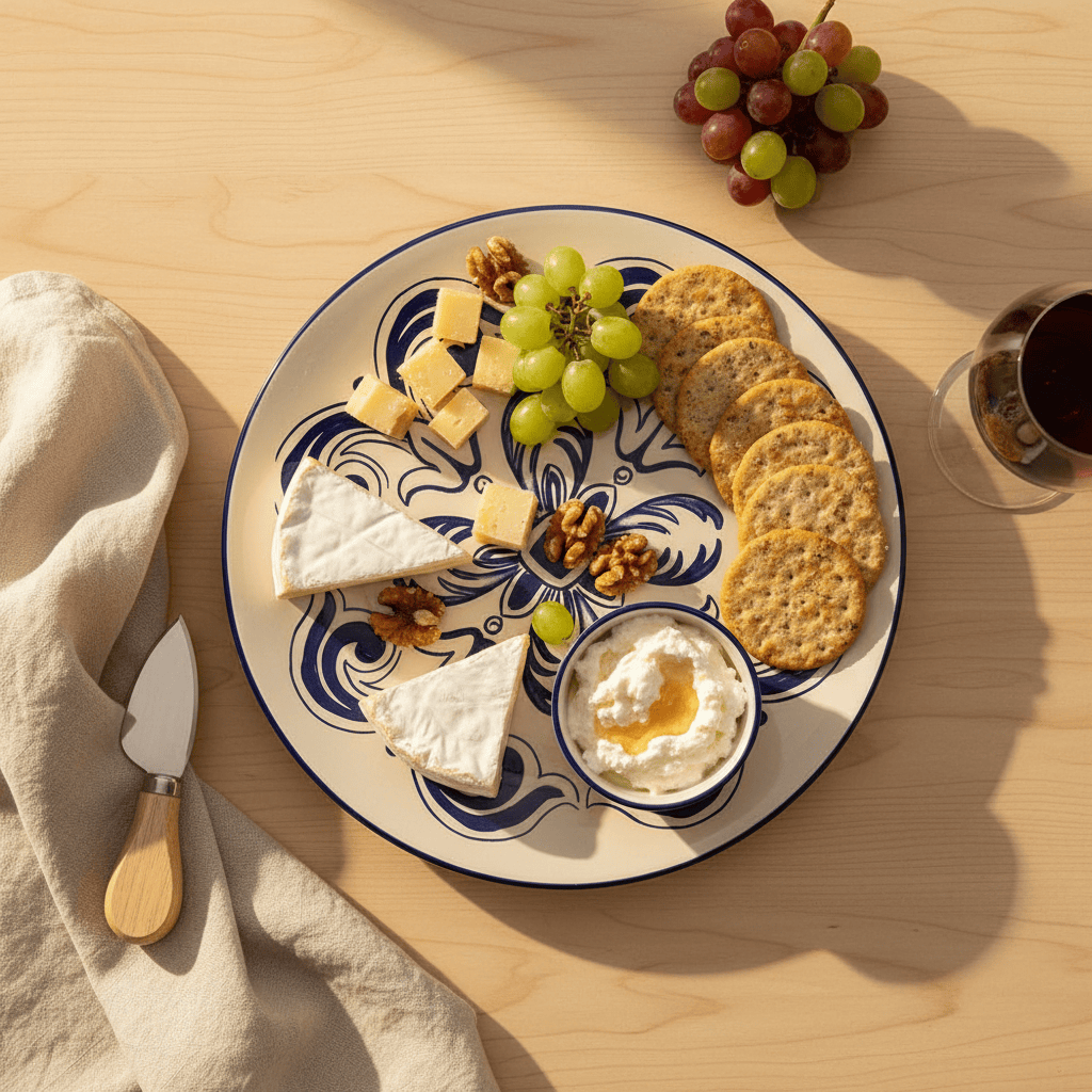Floral I Ceramic Tray - Blue