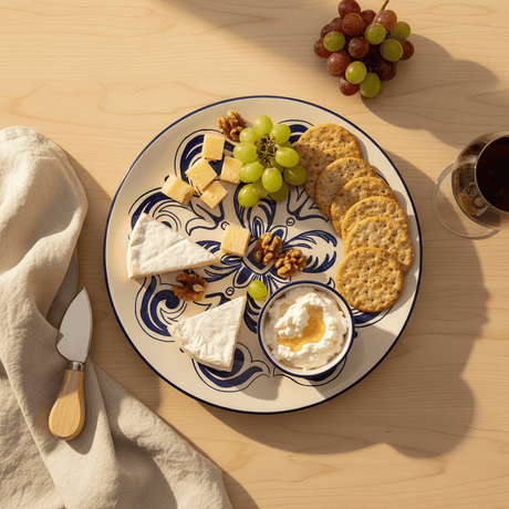 Floral I Ceramic Tray - Blue