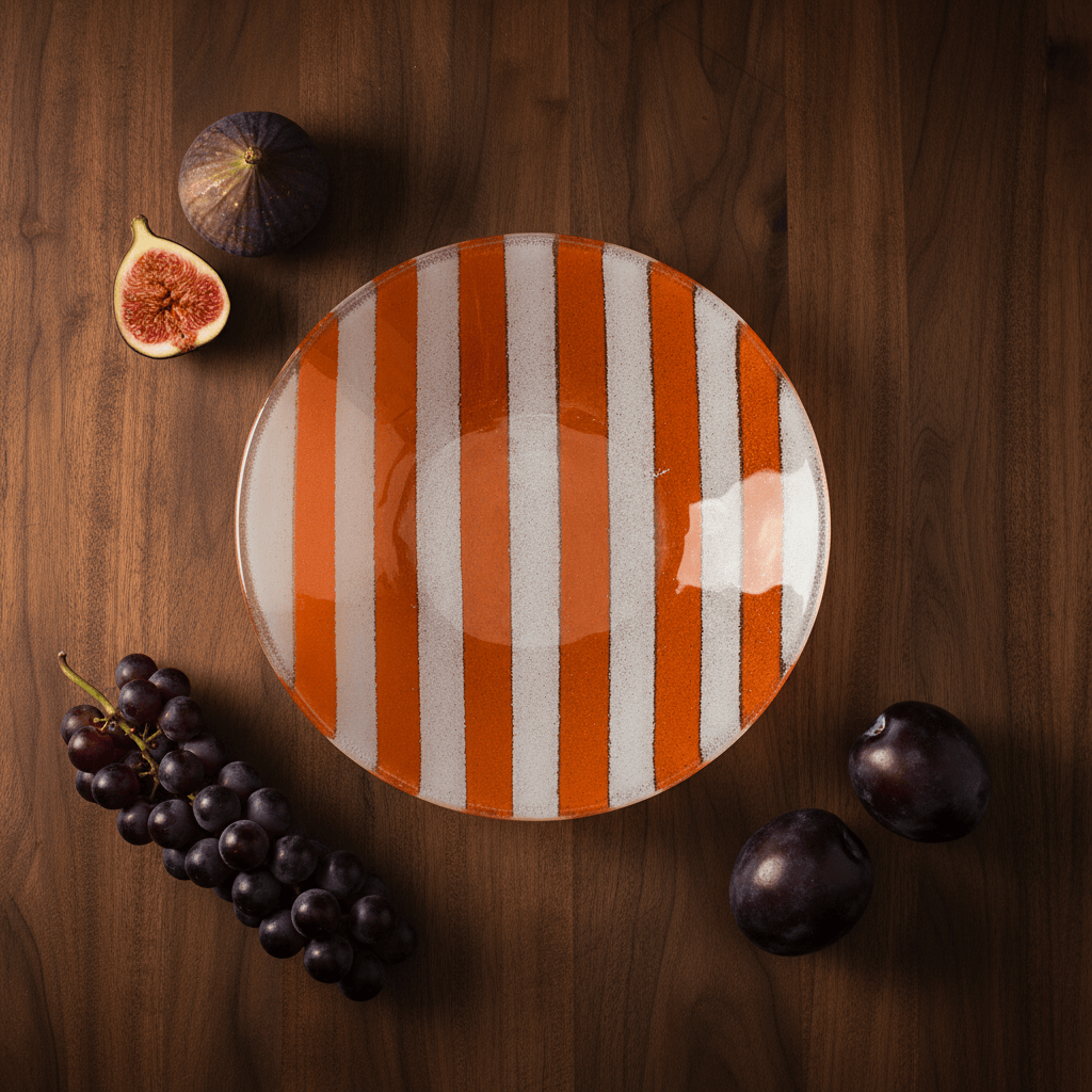 Orange Striped Glass Platter 11.0'' – Handmade in Portugal – Luisa