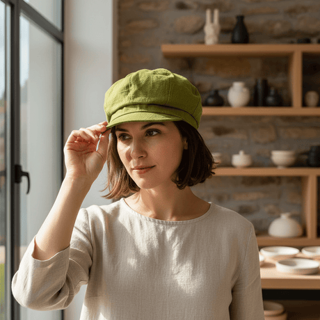 Gavroche linen Cap - Green