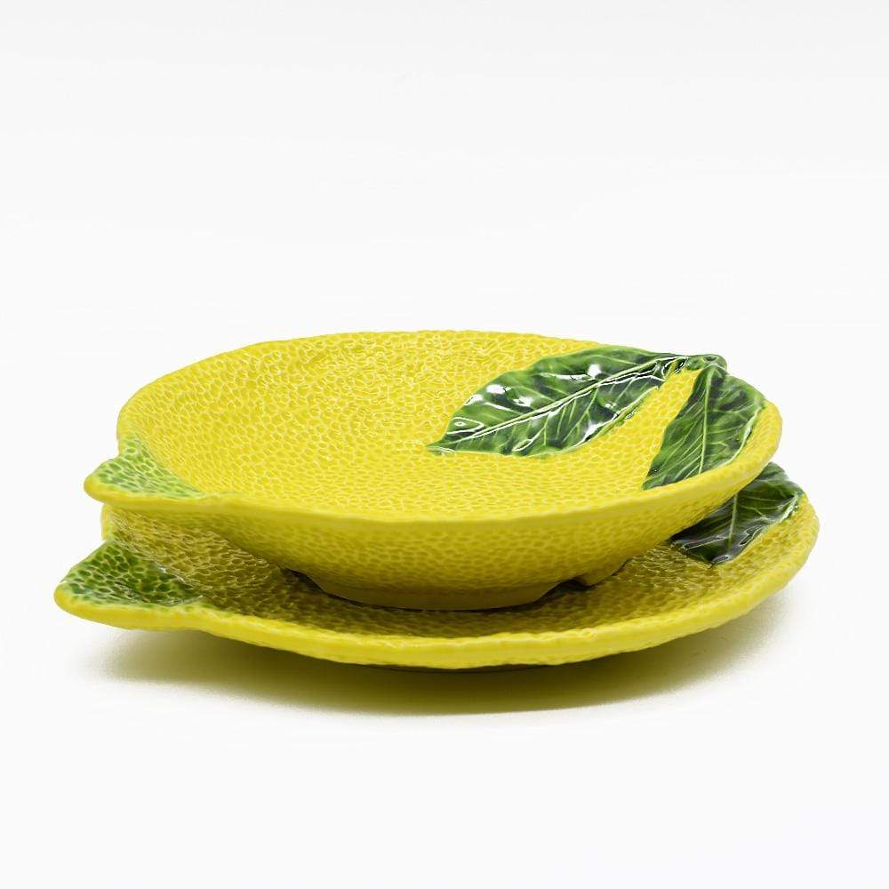 Grand plat en forme de citron I Vaisselle artisanale du Portugal Assiette en céramique "Limāo" - 24cm