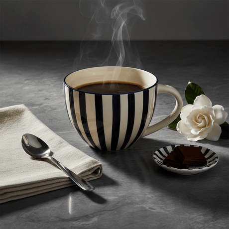 Grande tasse en porcelaine portugaise I Vente en ligne Grande tasse rayée "Costa Nova Mar" - Noire