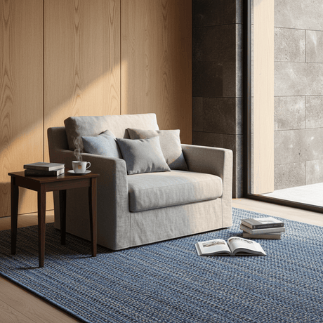 Handcrafted Mixed Fiber Rug – Blue