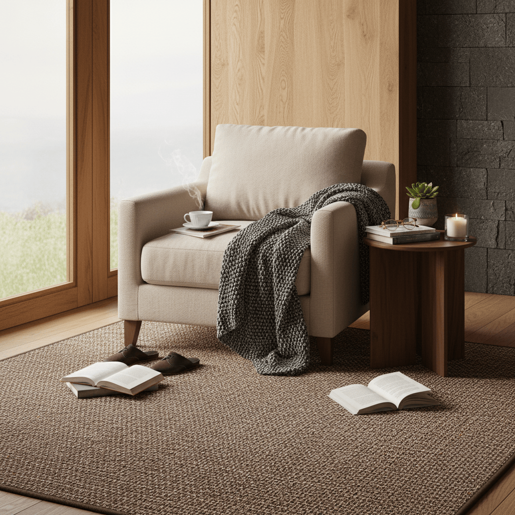 Handcrafted Mixed Fiber Rug – Brown