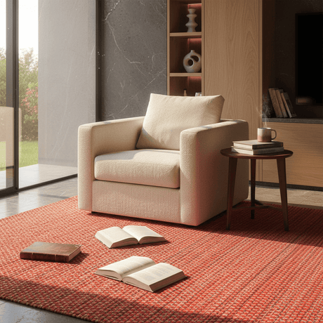 Handcrafted Mixed Fiber Rug – Red