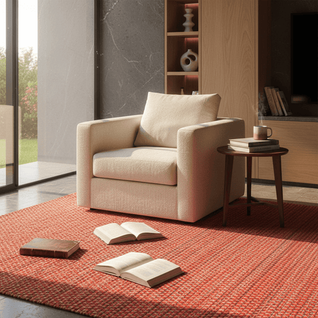 Handcrafted Mixed Fiber Rug – Red