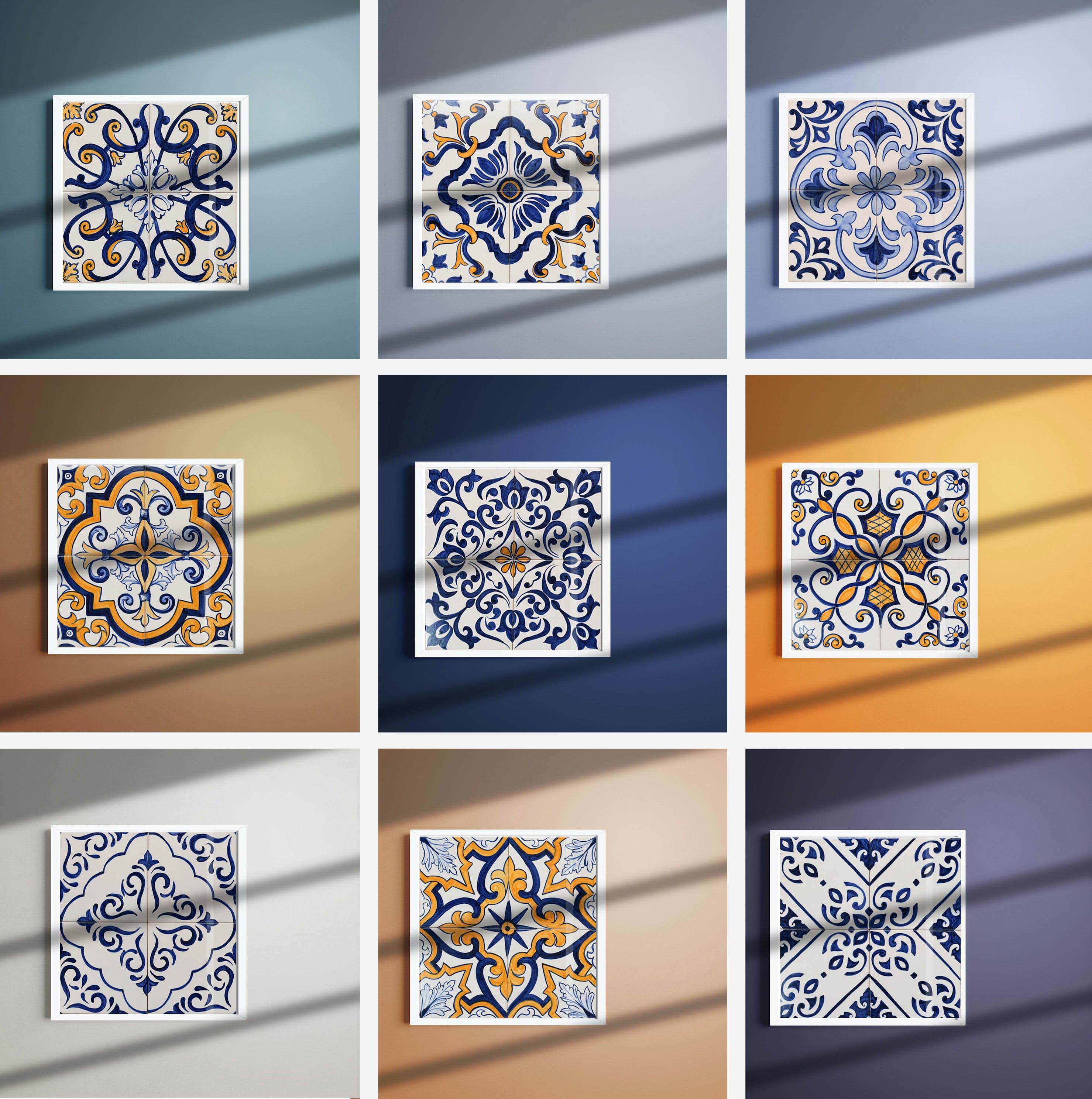 Decorative Panel of 4 azulejos 12X12'' - Pattern 2 of 30 – Luisa