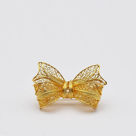 Laço I Gold plated Silver Filigree Brooch 0.3 oz - 1.6"