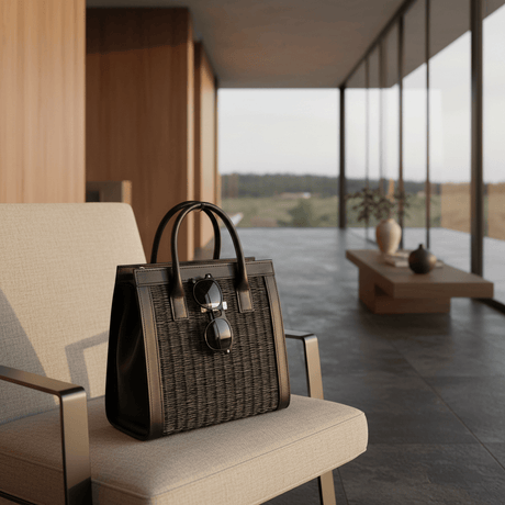 Leather and Reed handbag - 10.2'' - Black