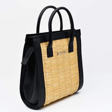Leather and Reed handbag 10.2'' - Natural