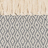 Losango I Cotton Fringed Blanket - Dark grey