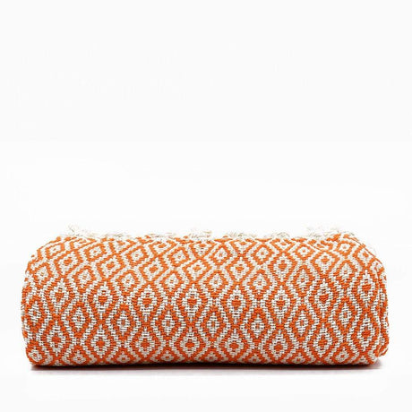 Losango I Cotton Fringed Blanket - Orange