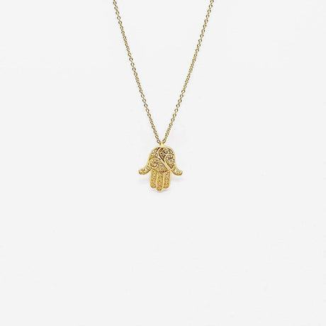 Mão de Fátima I Gold plated Silver Filigree Necklace 0.2 oz
