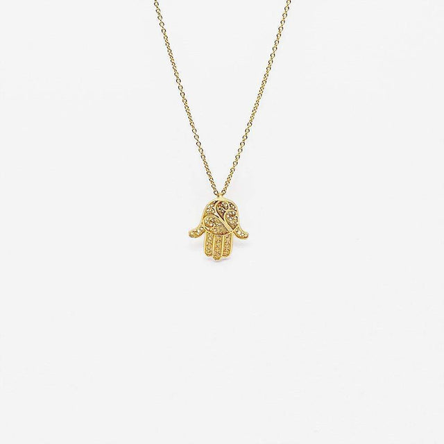 Mão de Fátima I Gold plated Silver Filigree Necklace 0.2 oz