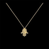 Mão de Fátima I Gold plated Silver Filigree Necklace 0.2 oz