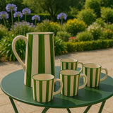 Mug en céramique portugaise rayé vert et blanc Mug rayé "Costa Nova Mar" - Vert