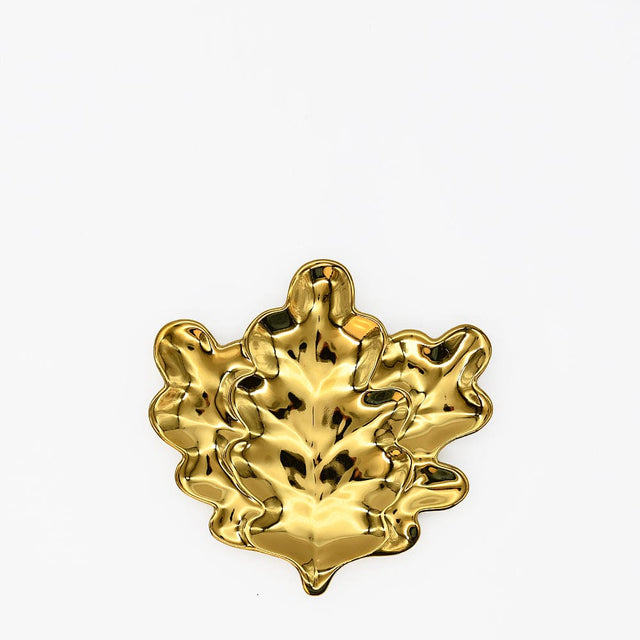 Oak Leaf I Golden Stoneware Plate