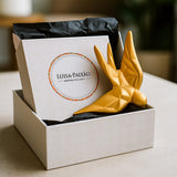 Origami Style I Ceramic Swallow Gift Set - Gold