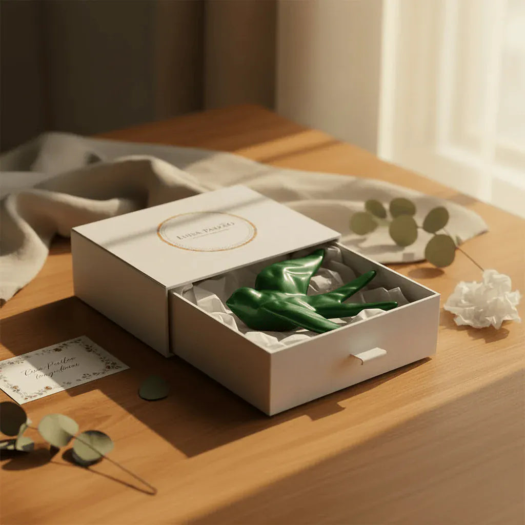 Origami Style I Ceramic Swallow Gift Set - Green