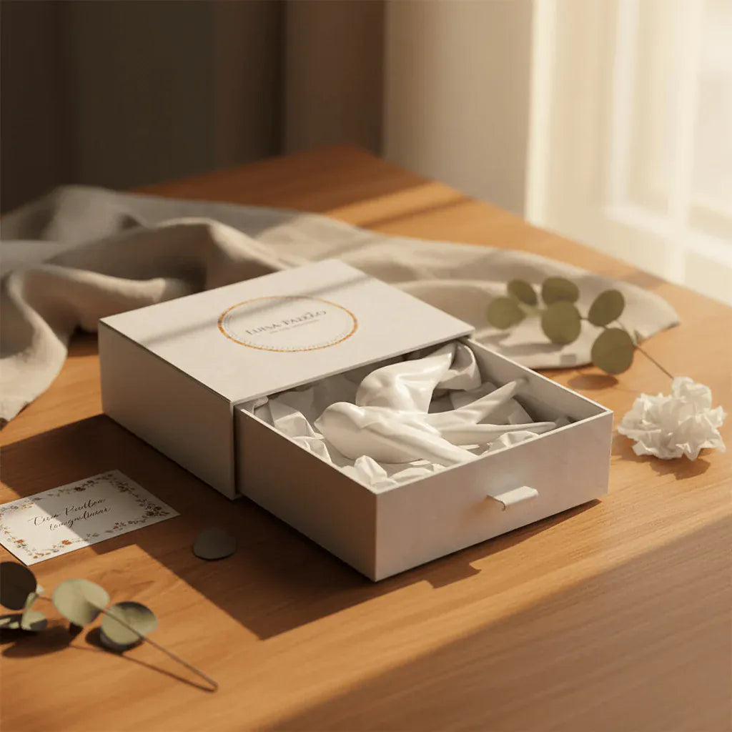 Origami Style I Ceramic Swallow Gift Set - Withe