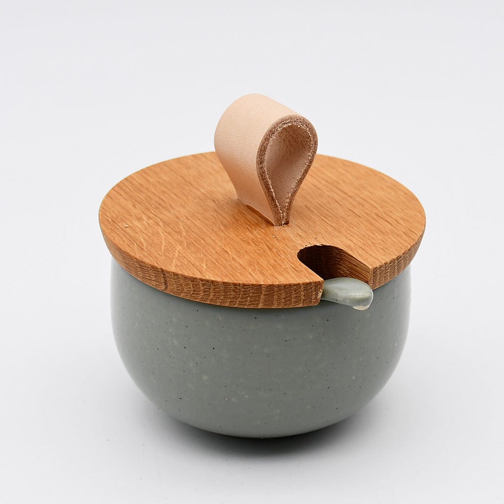 Pacifica I Stoneware Sugar Pot and Spoon - Green - Luisa Paixao | USA