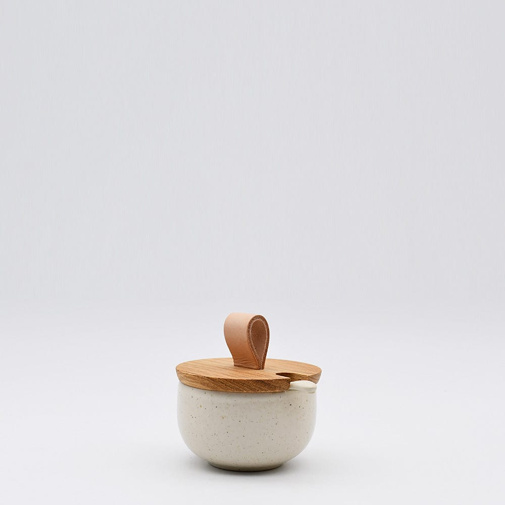Pacifica I Stoneware Sugar Pot and Spoon - Beige - Luisa Paixao | USA