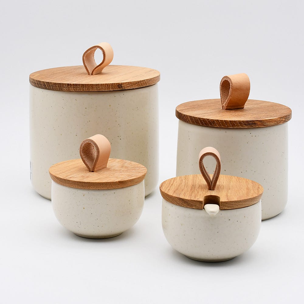 Pacifica I Stoneware Sugar Pot and Spoon - Beige - Luisa Paixao | USA