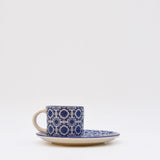 Padrão I Ceramic Cup and Saucer - Blue