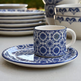Padrão I Ceramic Cup and Saucer - Blue