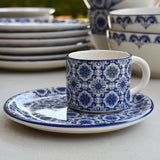 Padrão I Ceramic Cup and Saucer - Blue