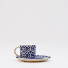 Padrão I Ceramic Cup and Saucer - Blue