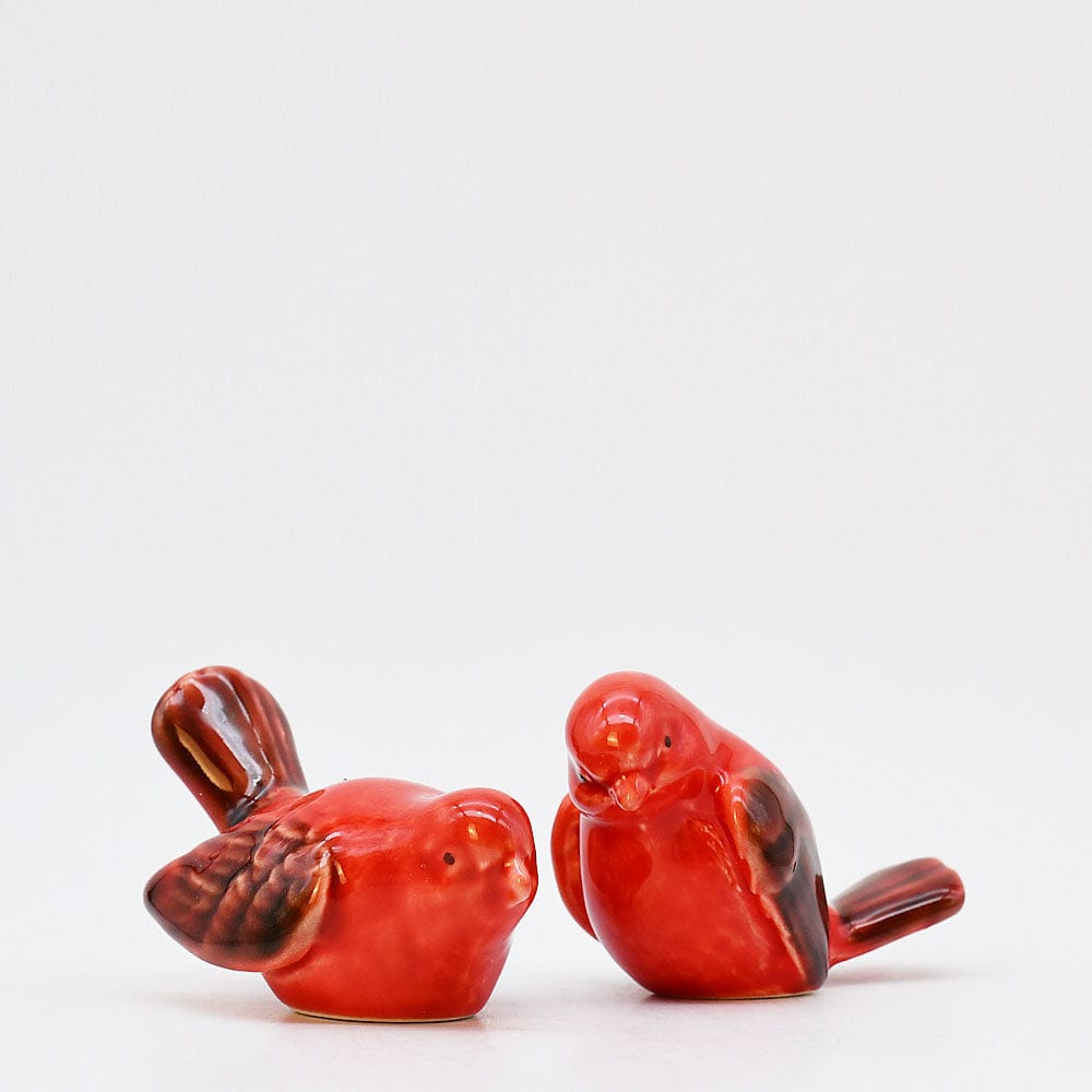 Pair of Ceramic Birds - Red