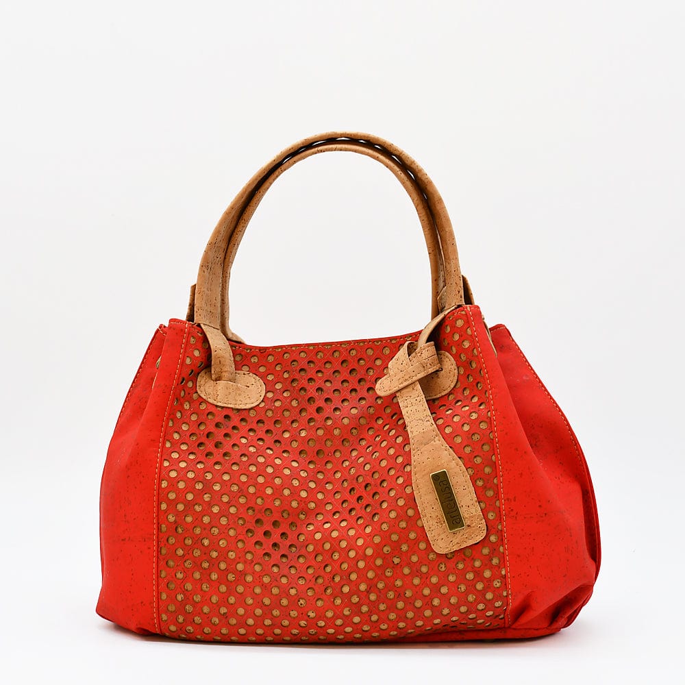 Perforated Cork Handbag - Red