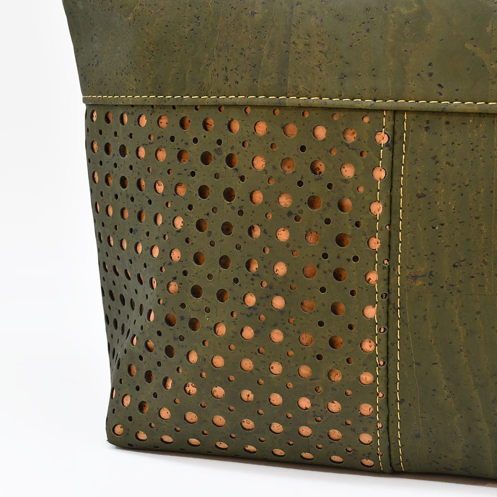 Perforated Cork Shoulder Bag - Green