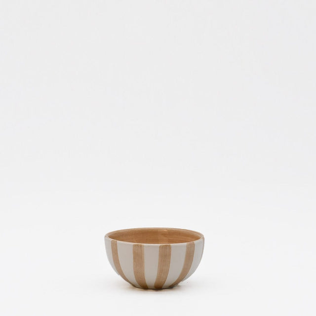 Petit bol en céramique rayé moka et blanc Petit bol rayé  "Costa Nova Mar" - Moka