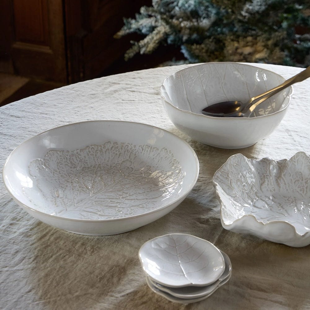 Petite assiette en grès en forme de chou 13cm - Blanc