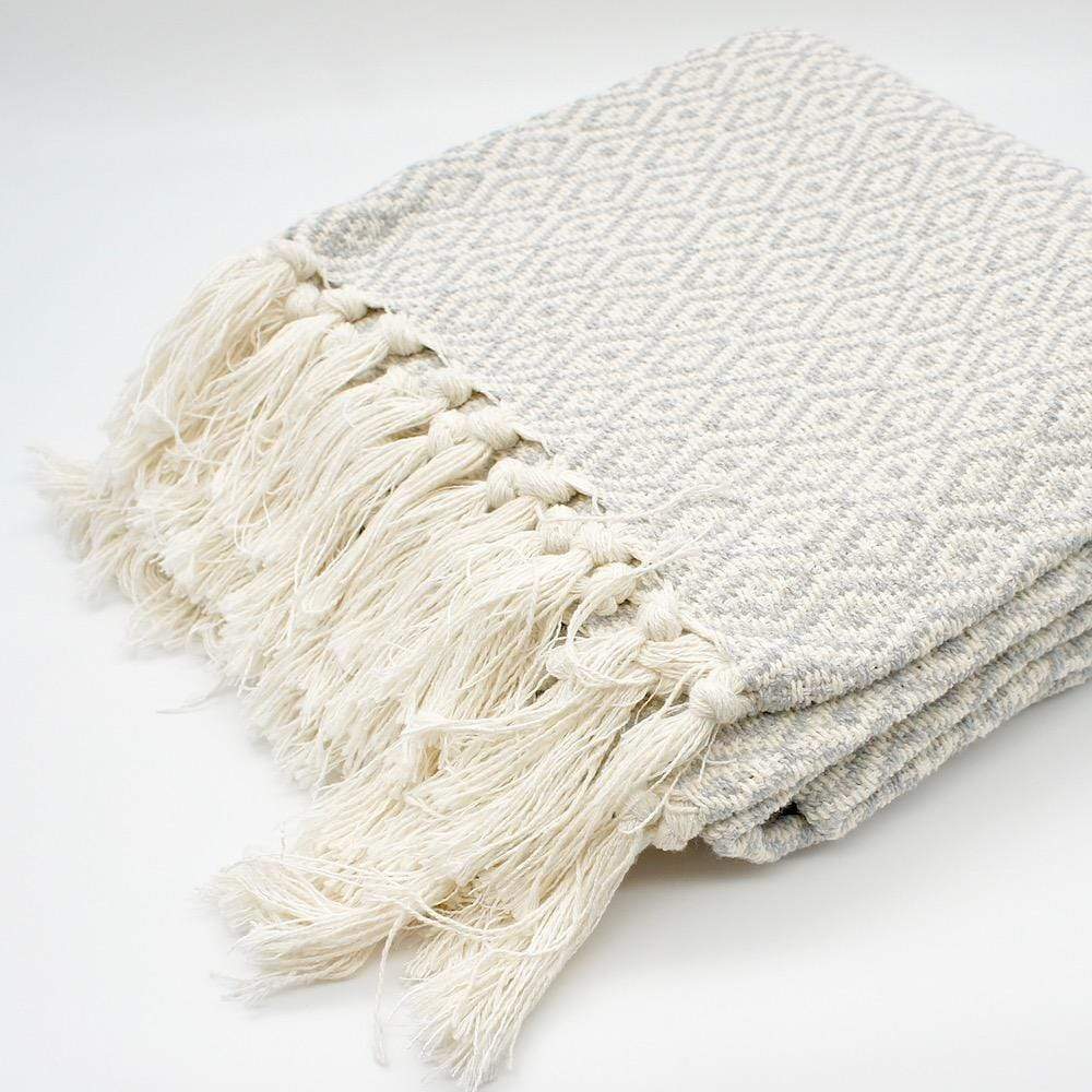 Plaid en coton 79x53'' - Gris clair