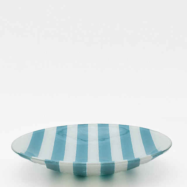 Plat de service en verre turquoise I Artisanat portugais Plat en verre "Marinha Grande" - Turquoise