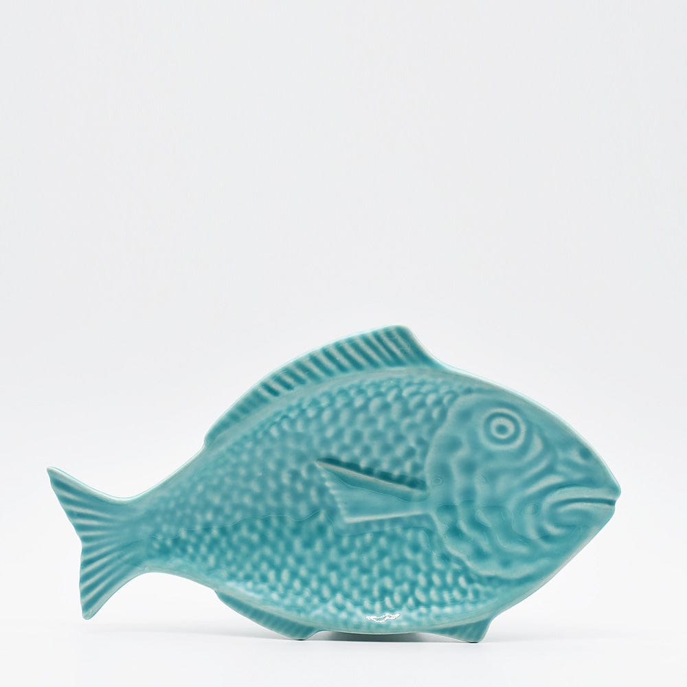 Plat en céramique turquoise en forme de poisson Assiette en céramique en forme de poisson - Turquoise 30cm