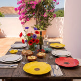 Poppy-shaped Ceramic Dinner Plate - Yellow