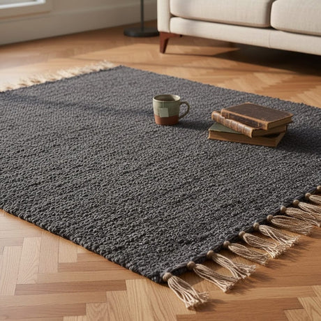 Portuguese Handmade Rug - Dark grey
