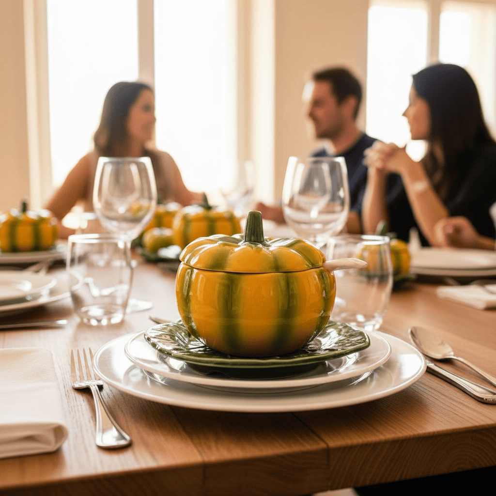 Pumpkin-shaped Ceramic Pot - 3.9''