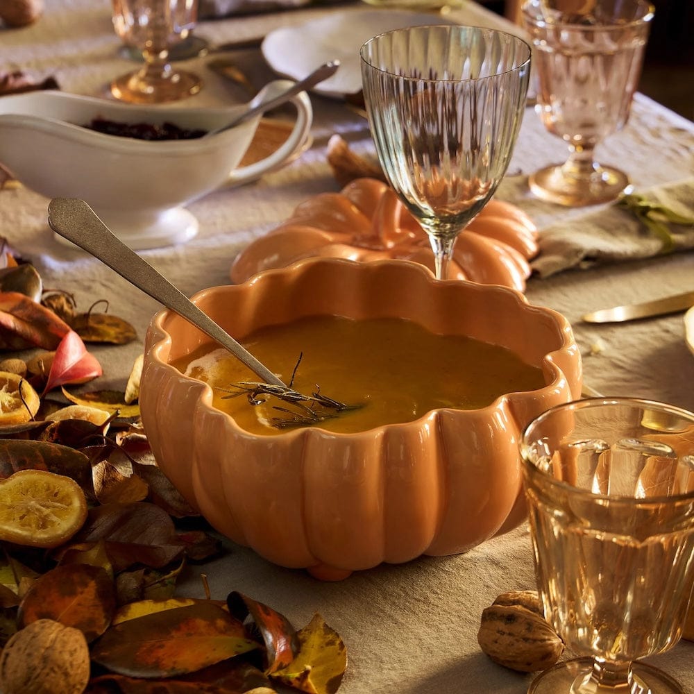 Pumpkin-Shaped Portuguese Stoneware Soup Tureen – 8.7'' – Luisa