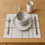 Recycled Cotton Placemat – Off-white and Blue